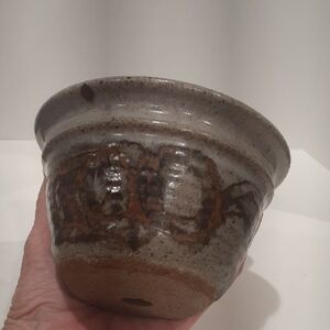 Handcrafted Ceramic Plant Pot - Brown and Gray